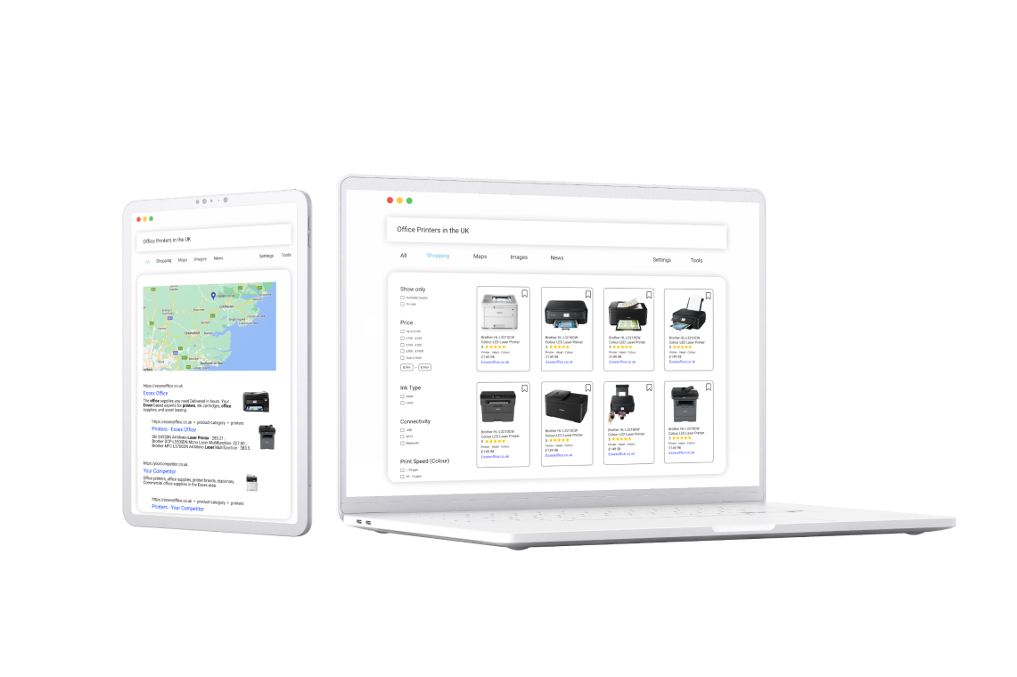 Ecommerce website mockup on laptop and mobile