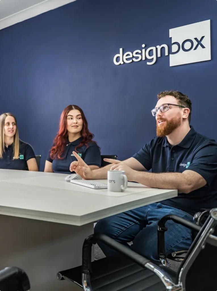 The designbox team collaborating on a project