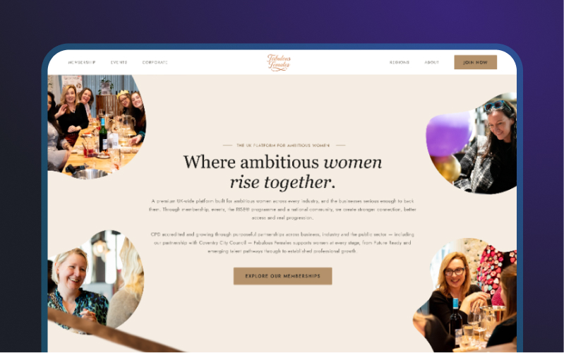 Membership website design example by designbox