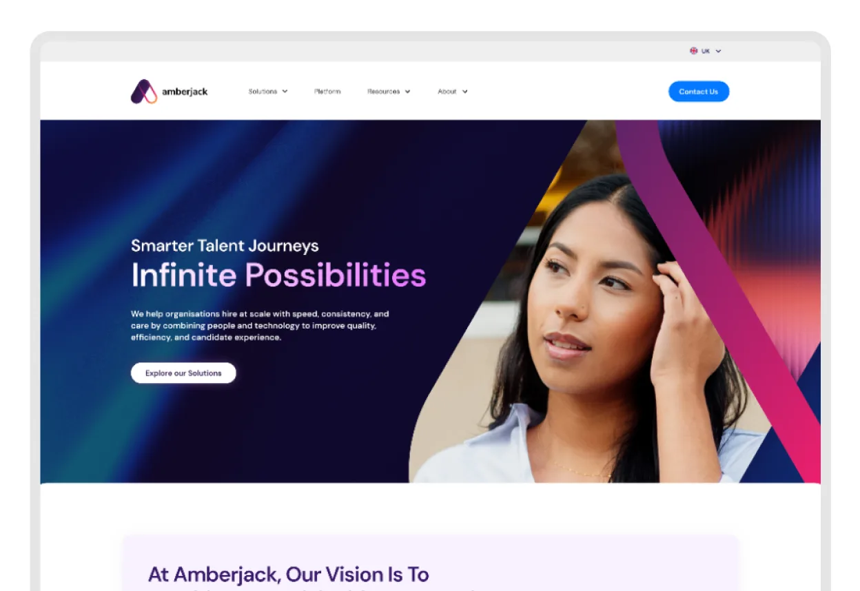 The Amberjack website after the designbox redesign