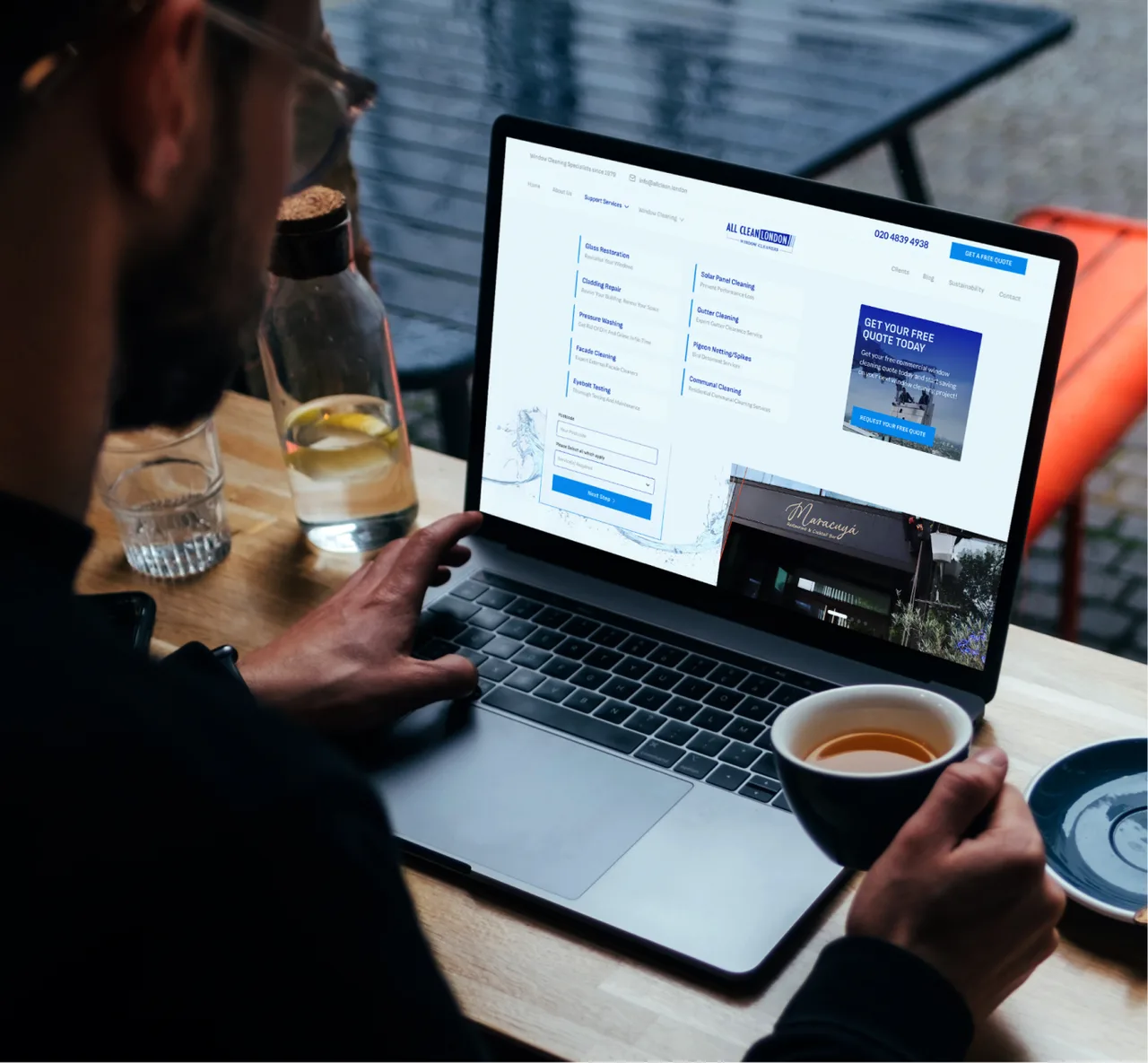 The All Clean London site on a laptop