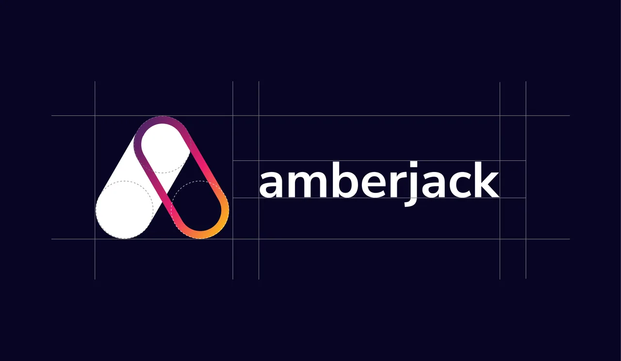 The Amberjack logo construction and wordmark