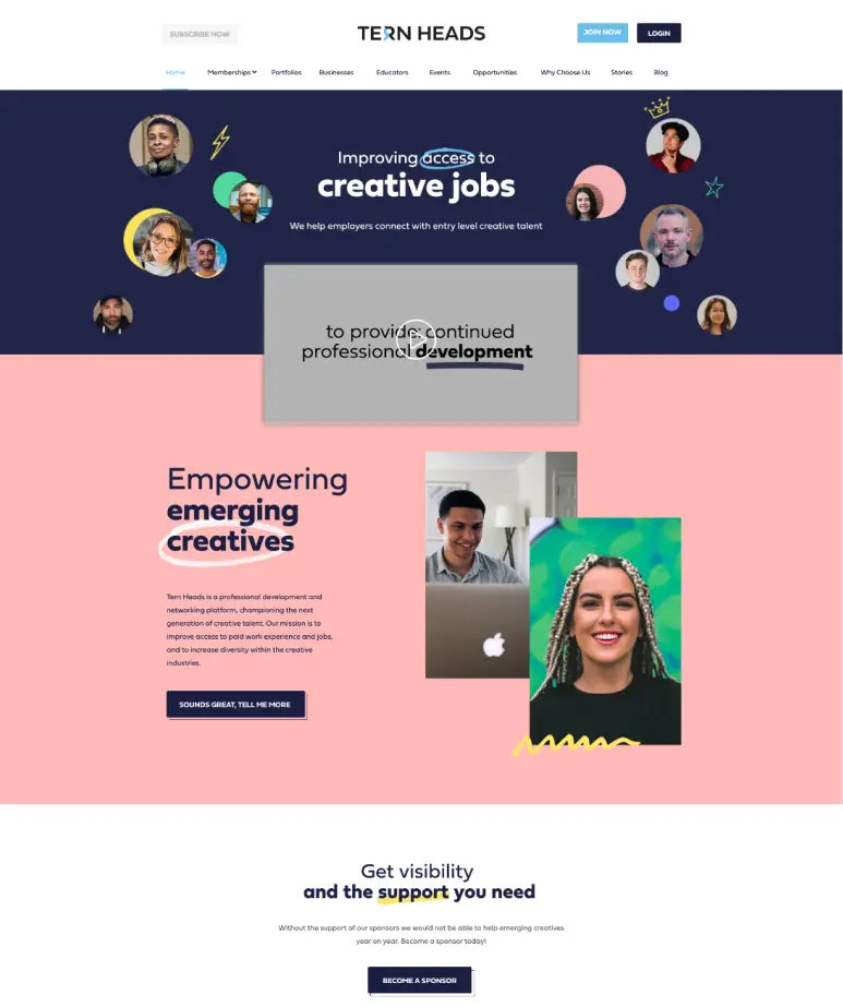 Membership website design example 1, built by designbox