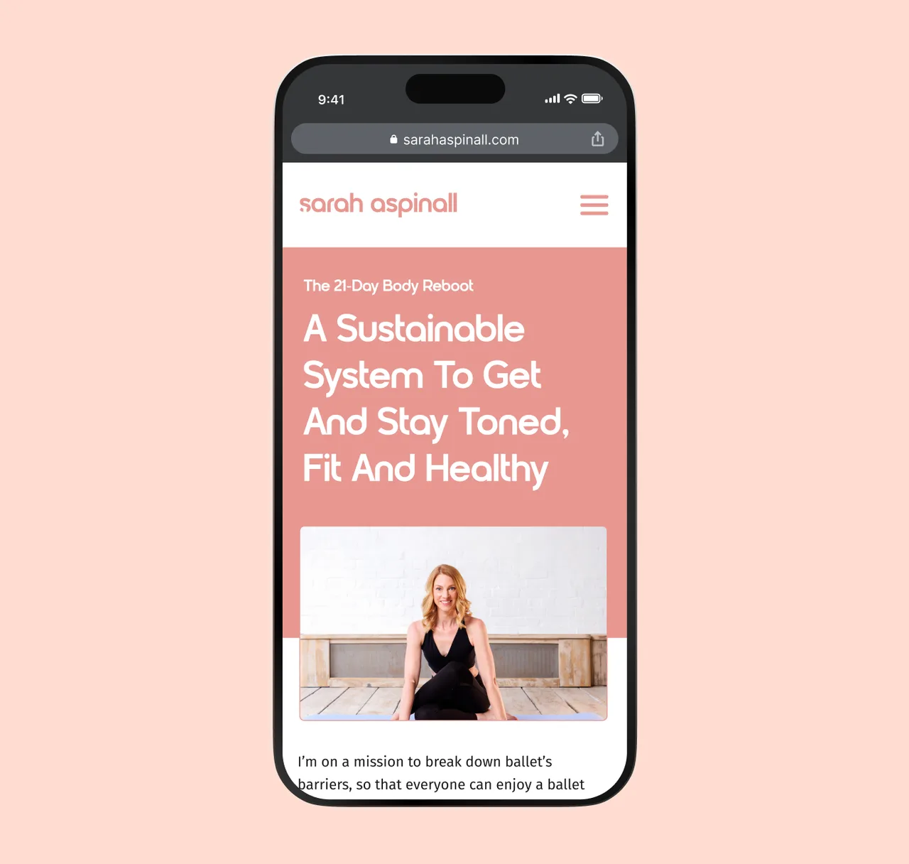 The Sarah Aspinall site on a mobile phone