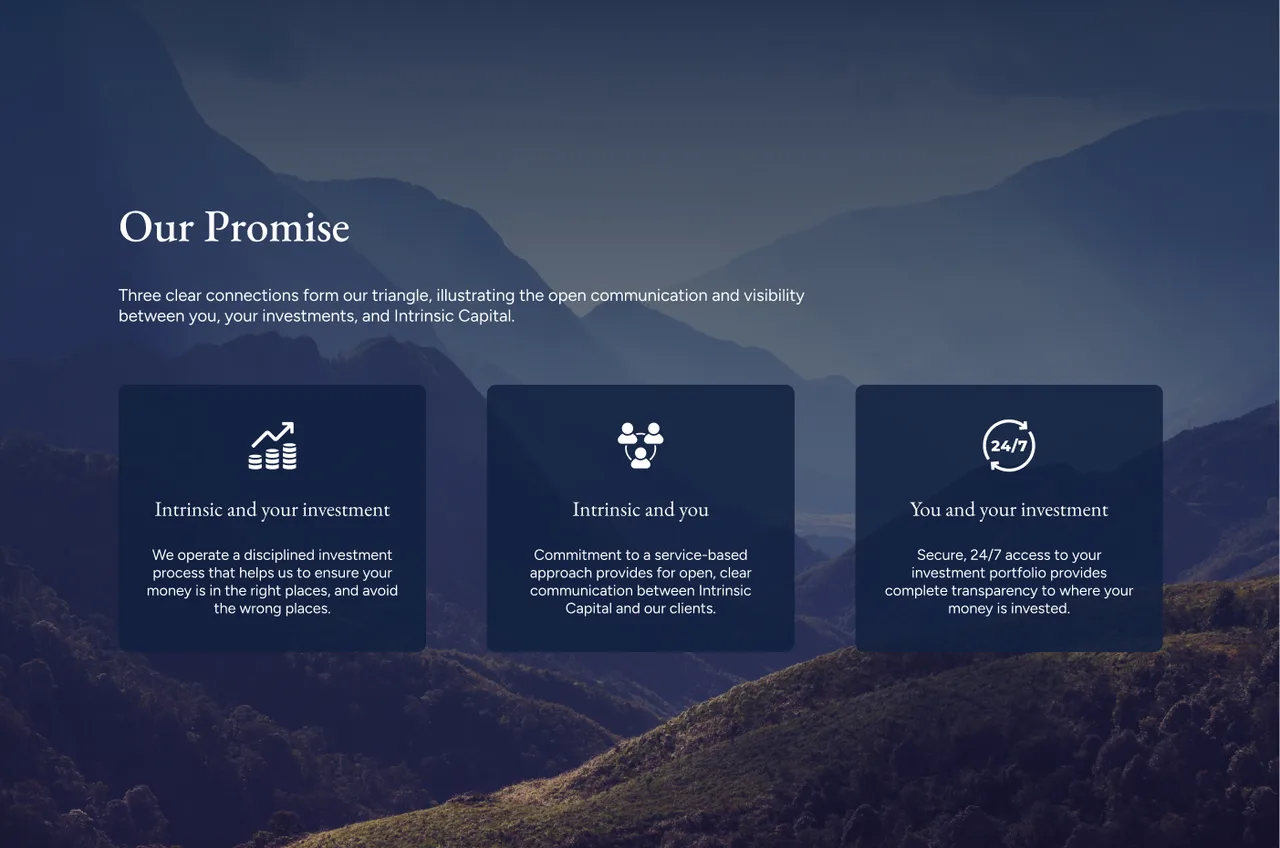 The Our Promise section of the Intrinsic Capital website
