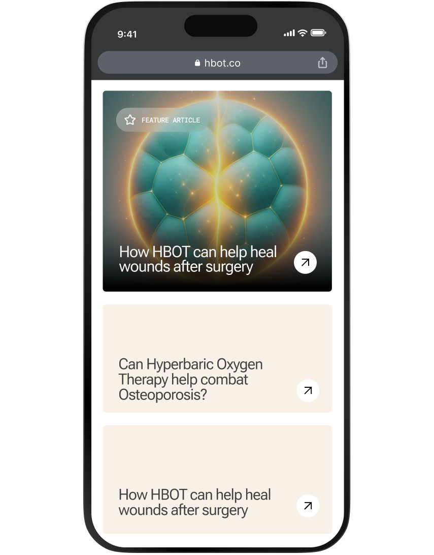 HBOT Co articles shown on a mobile phone
