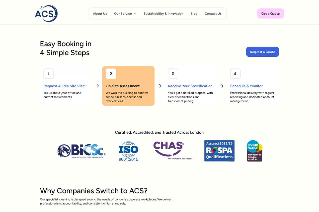 The ACS four-step booking process