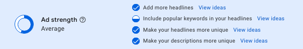 google ads ad strength score