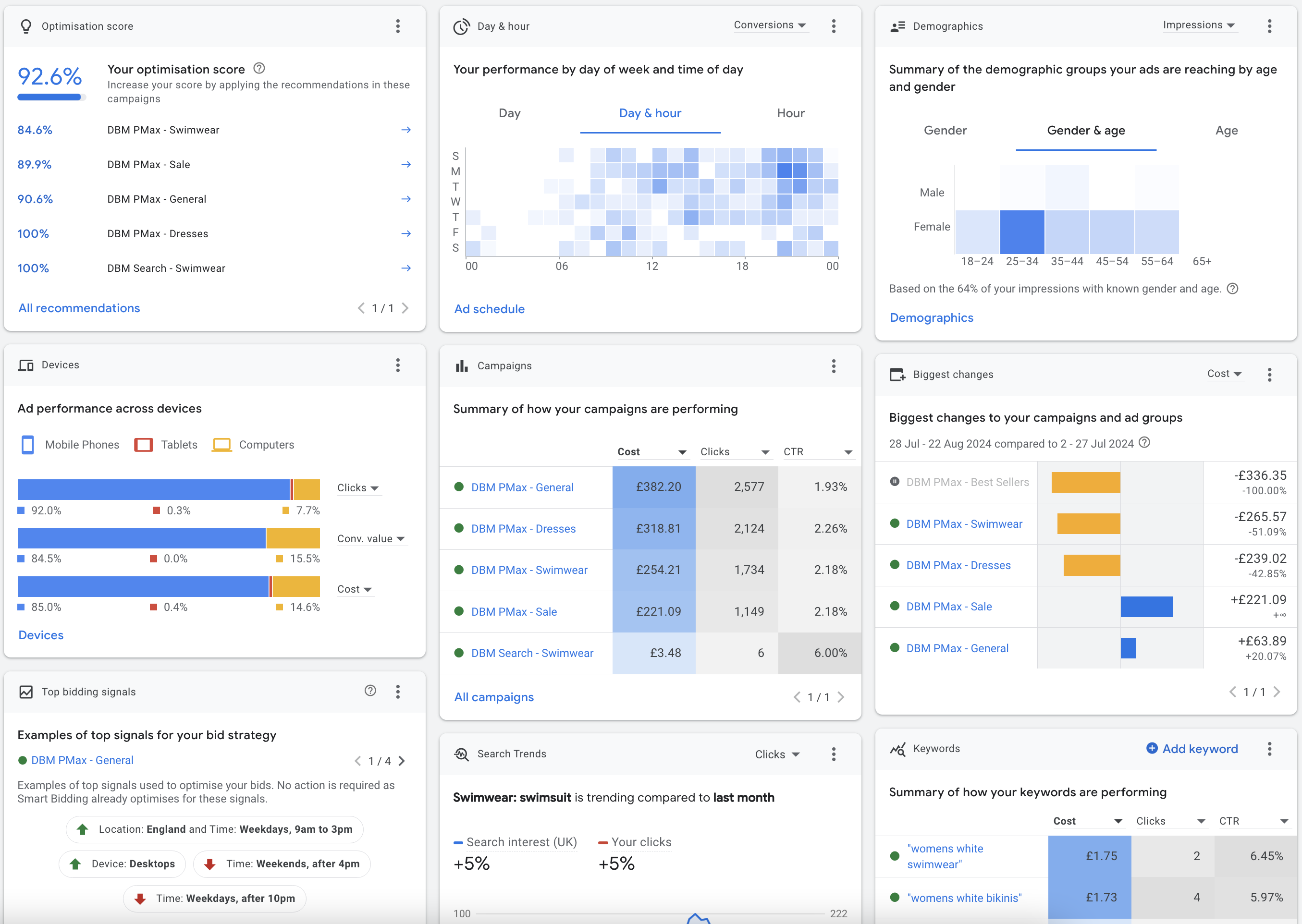 google ads campaign overview optimisation